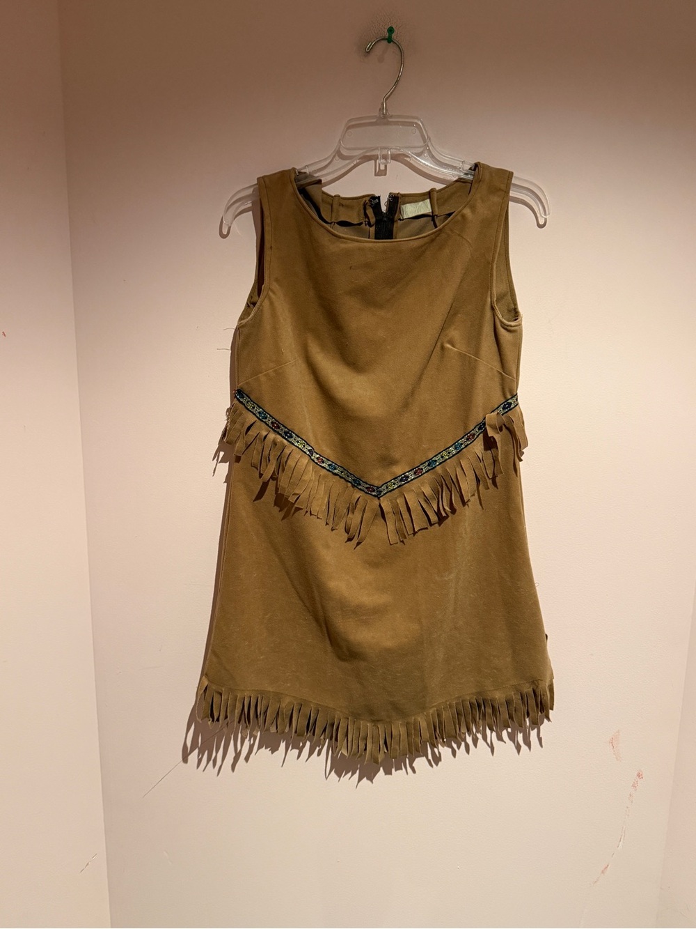 Vintage  Fringe Mini Dress with Embroidered Trim